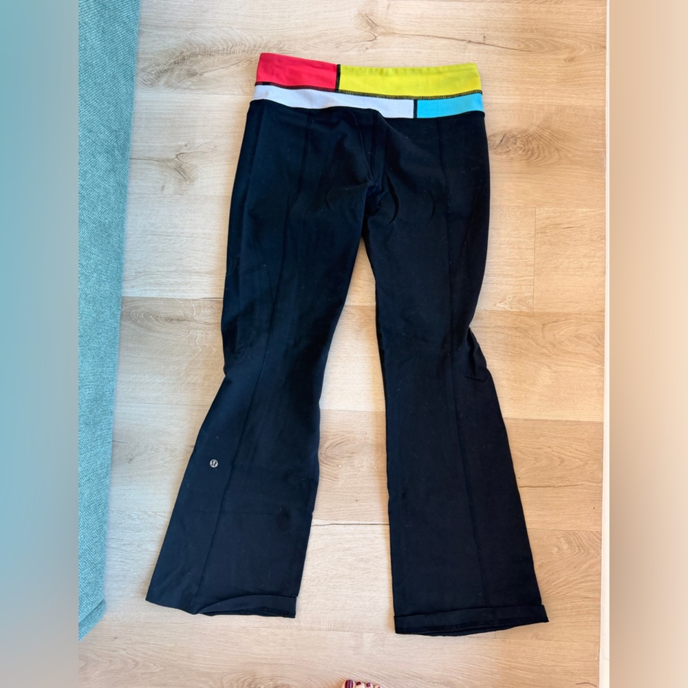 lululemon athletica Black Yoga Pants with Colorful Waistband